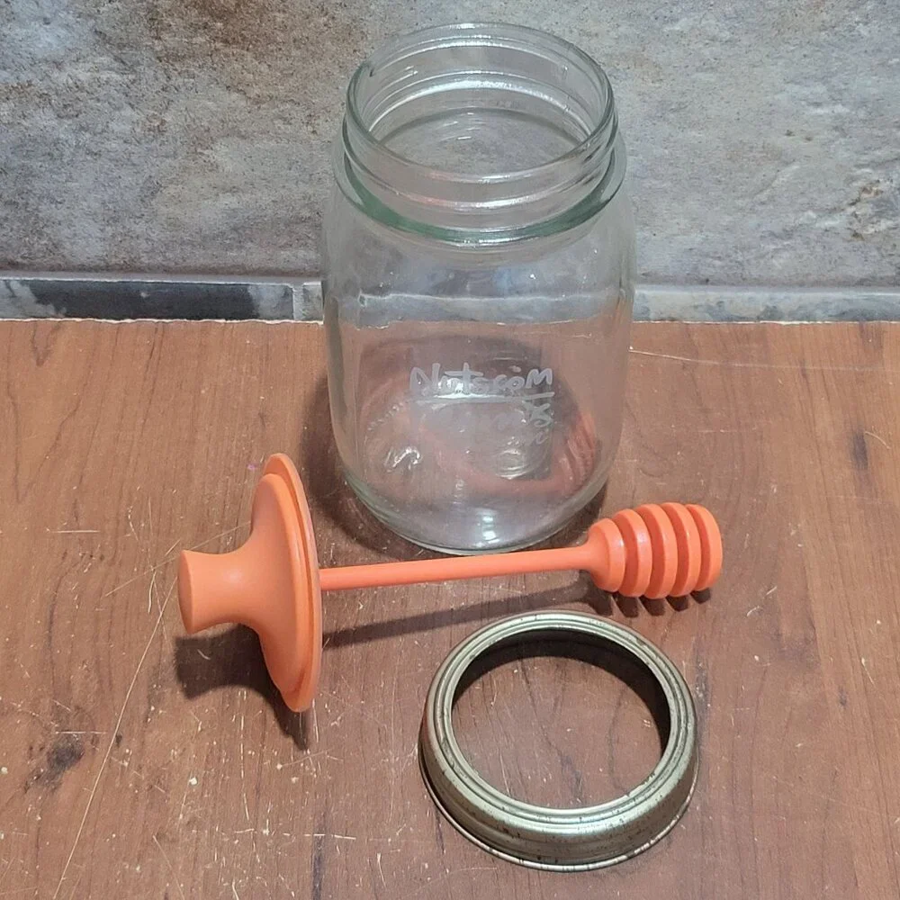 Glass Mason Honey Dipper Jar Special Lid Holds integrated Honey Dipper Wand
